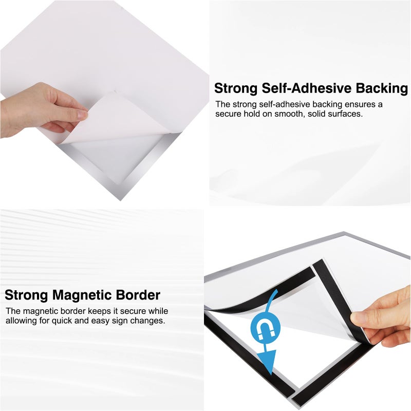 MFoffice Window Sign Holder 8.5x11'' - Plastic Picture Frames - Double Sided and Adhesive for Wall/Door/Refrigerator/Cupboard Display Frame,Silver,Pack of 2 - Image 4